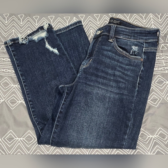 Judy Blue Denim - Judy Blue Midrise Distressed Cropped Straight Leg Jeans Size 5/27